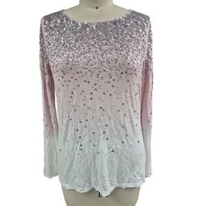 INC International Concepts Pink/White Ombre Sequined Rayon Sz M